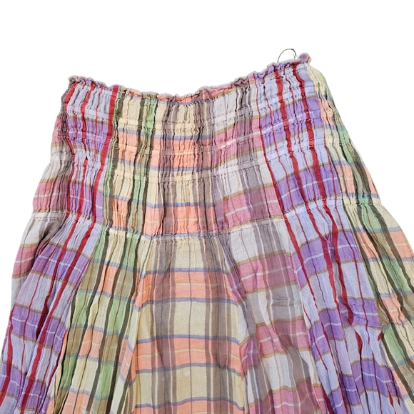 Free People Lausanne Convertible Maxi Skirt Dress Pastel Plaids - Picture 5 of 11